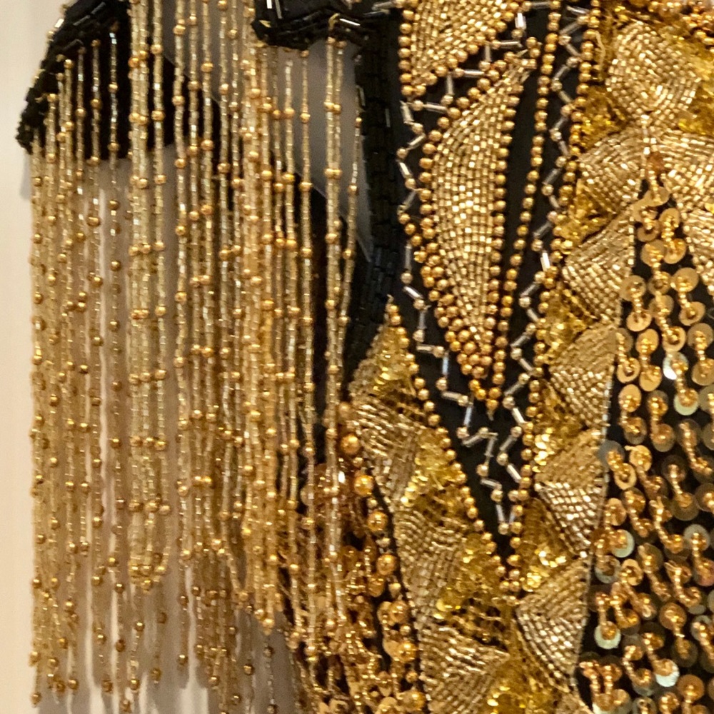 Black and Gold Beaded Prom/Ball Maxi Dress - Picture 4 of 8